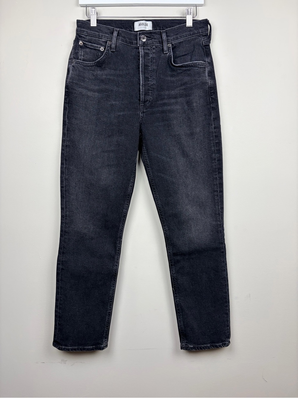 AGOLDE Riley Long High Rise Straight Leg‎ Black Jeans Size 28